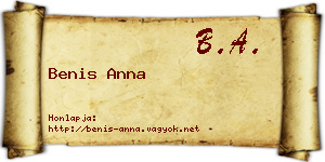 Benis Anna névjegykártya
